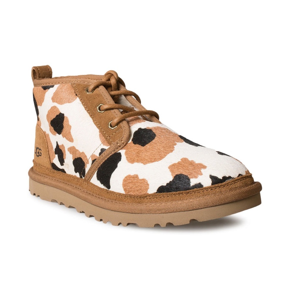 UGG NEUMEL COW PRINT CHESTNUT BOOTS - WOMEN'S SIZE 9 LIKE NEW